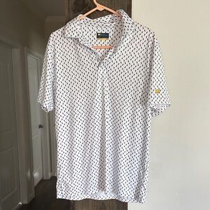 Penguin Print White Polo Shirt